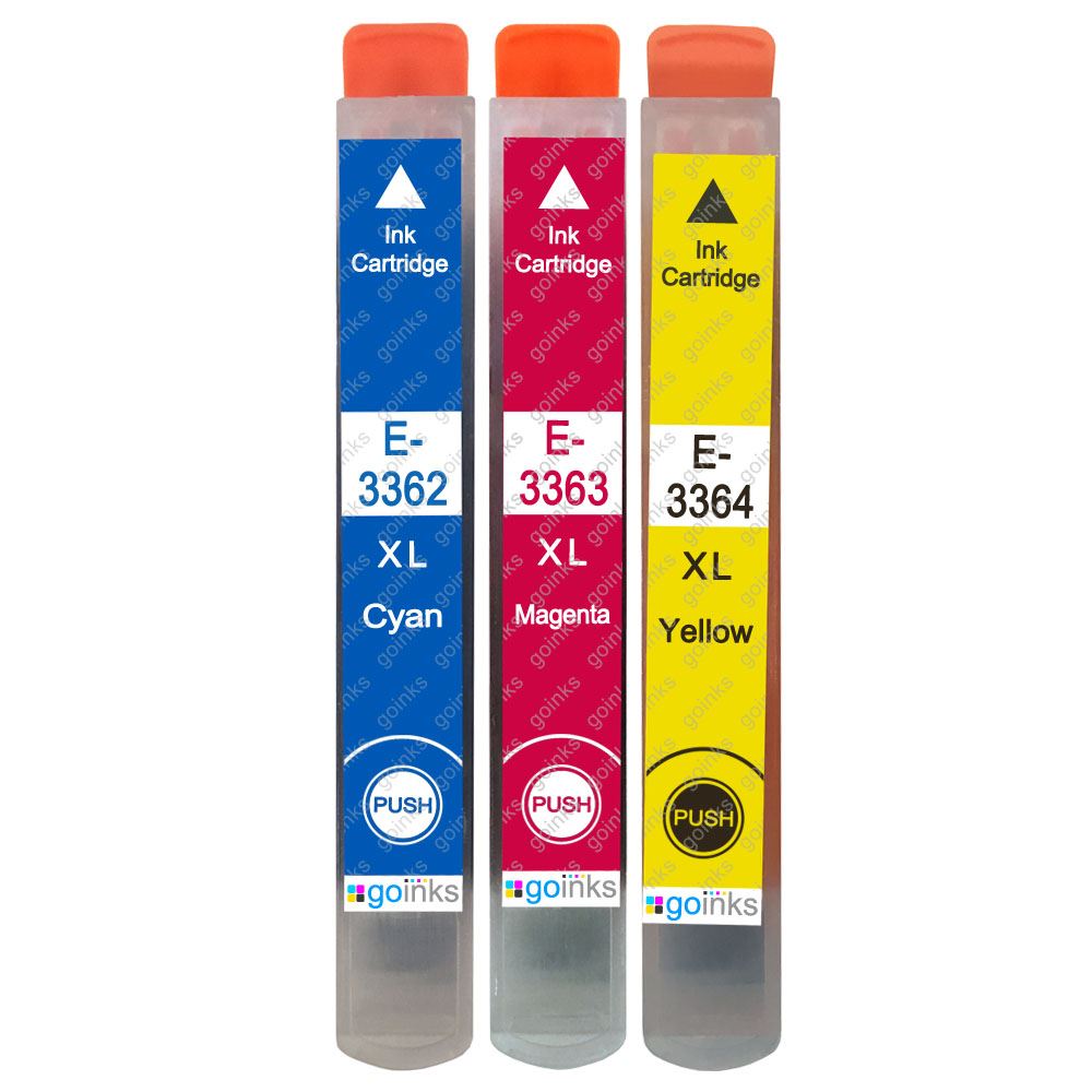 1 Go Inks Set of 3 Ink Cartridges to replace Epson T3557 (33XL Series) C/M/Y Compatible/non-OEM for Epson Expression Home Printers (3 Inks)
