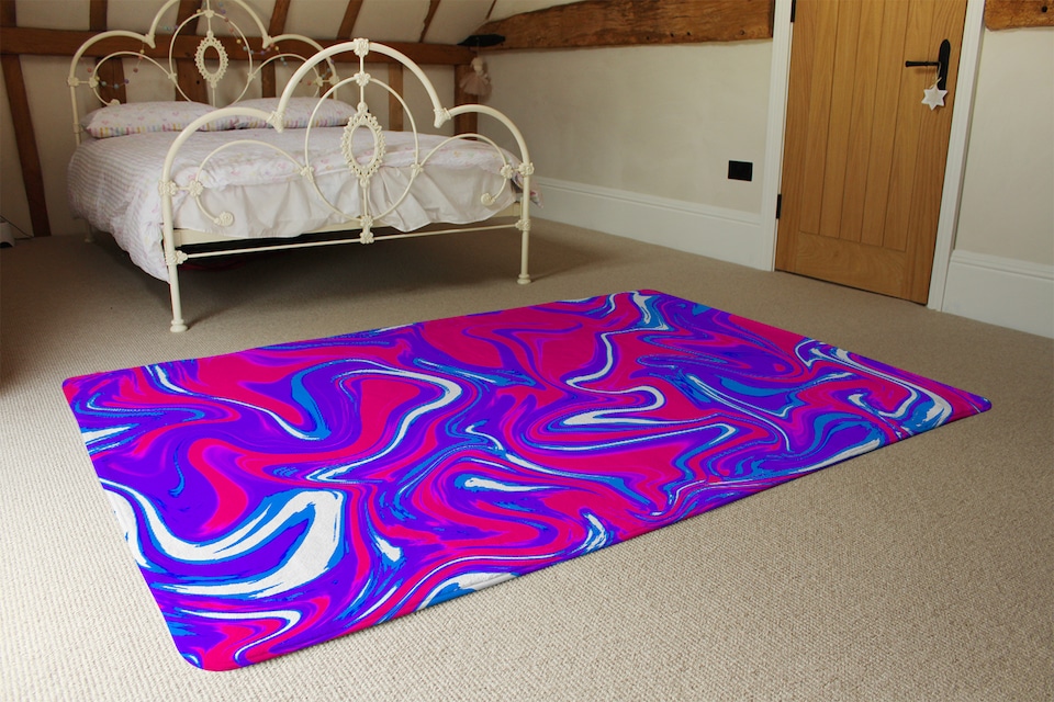 image 1 of Pink & Blue Marble Rug | Multi