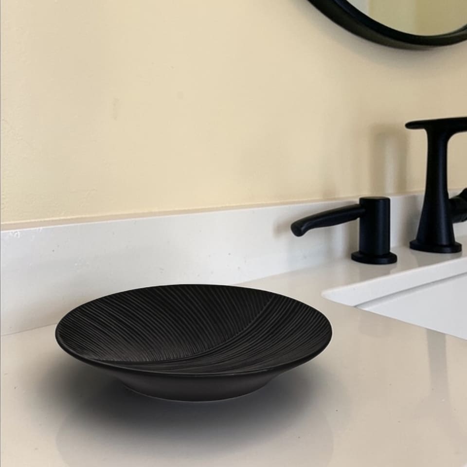 image 1 of Ripple Black Textured 4 Piece Bathroom Accessory Set | Black | Black | 1
