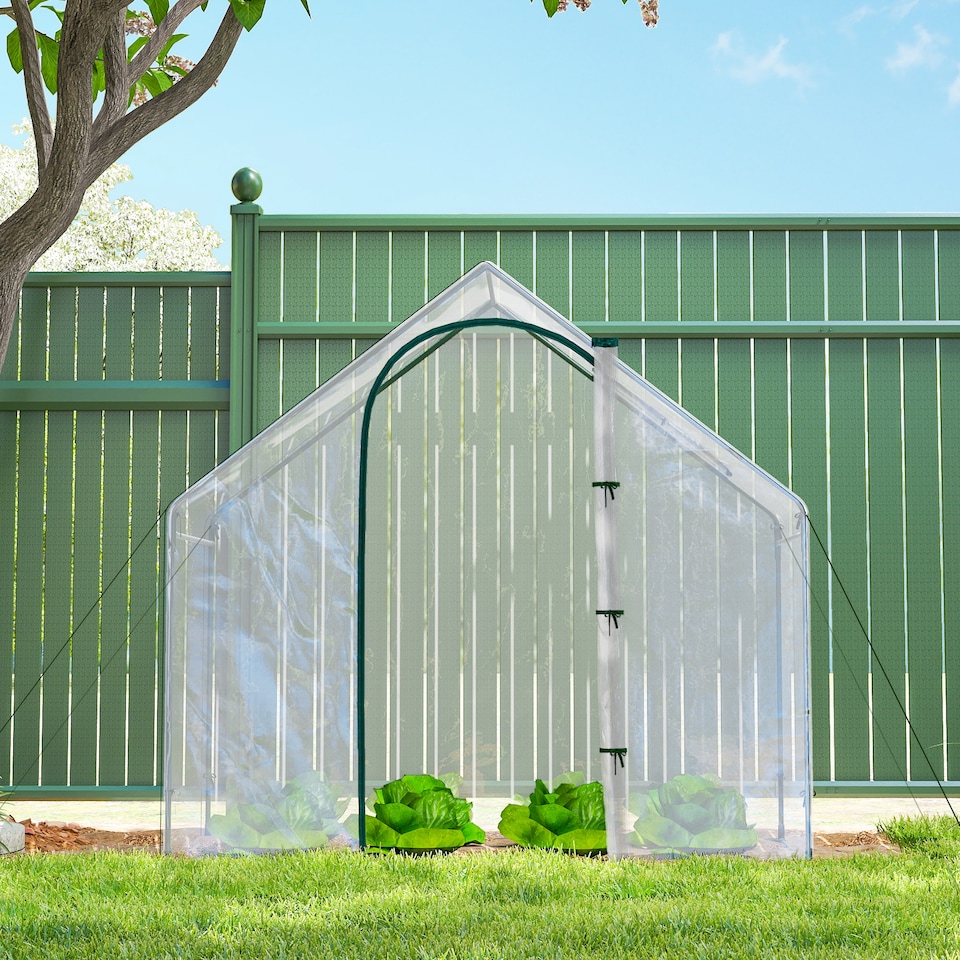 image 1 of Outsunny Portable Walk-in PVC Greenhouse w/ Zipped Door for Flowers Plant