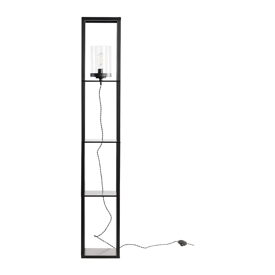 image 1 of Giles - Shelved Unit Floor Lamp with Glass Shade