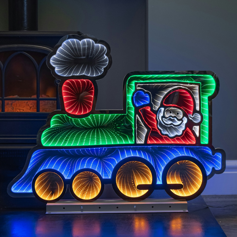image 1 of 63cm Light up Christmas Train Infinity Decoration with Santa & LEDs
