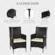image 3 of Outsunny 2 Pieces Outdoor Rattan Armchair Garden Dining Chair Set Coffee
