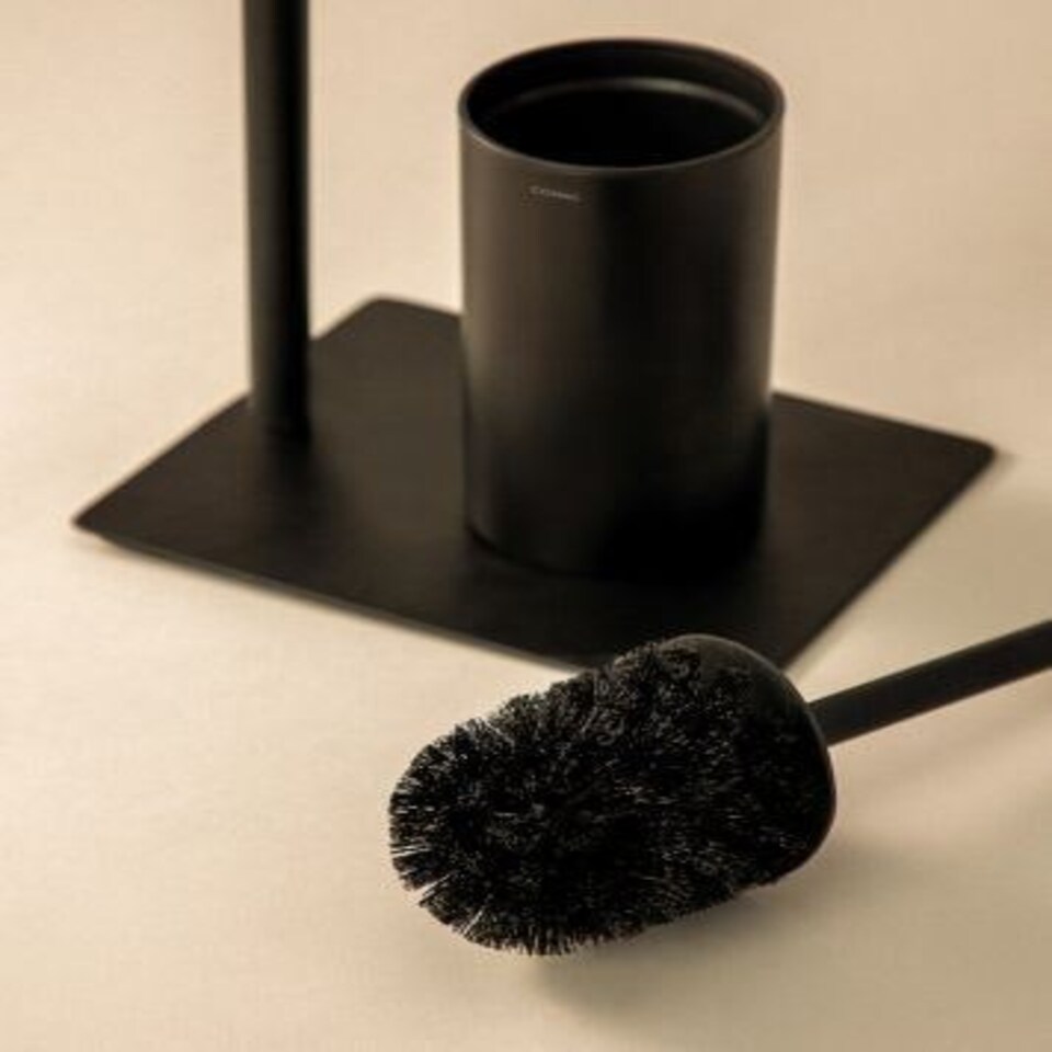 image 1 of Cosmic Toilet Brush Holder with Durable Stainless Steel, Matt Finish Black