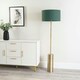 image 1 of ValueLights Lexy Antique Brass Rotary Dimmer Switch Floor Lamp with Forest Green Drum Shade