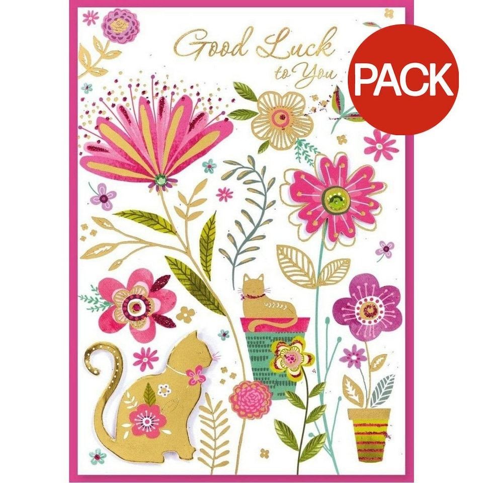 Simon Elvin Isabel Garden Good Luck Greetings Card (Pack of 6) - White/Pink - One Size
