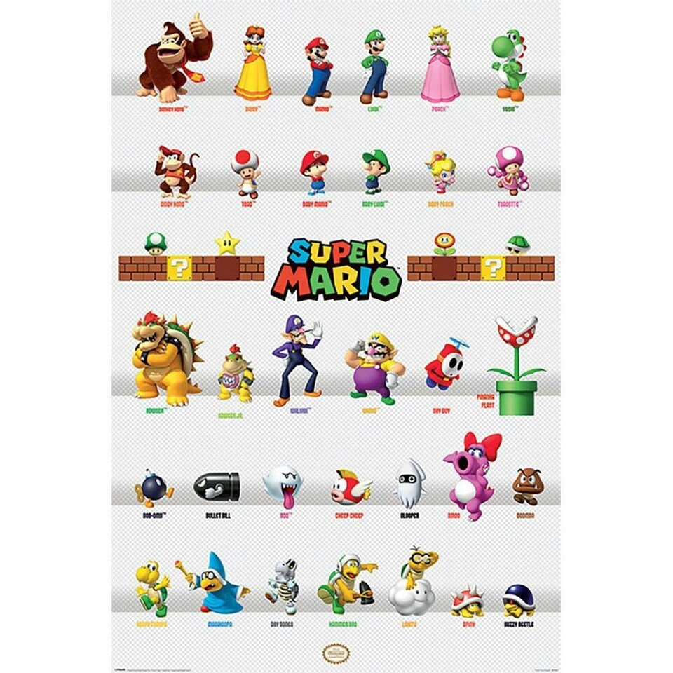 image 1 of Super Mario Poster Character Parade 278 - Multicoloured - One Size
