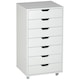 image 1 of Vinsetto Mobile Filing Cabinet, 7-drawer File Cabinet with Wheels, White