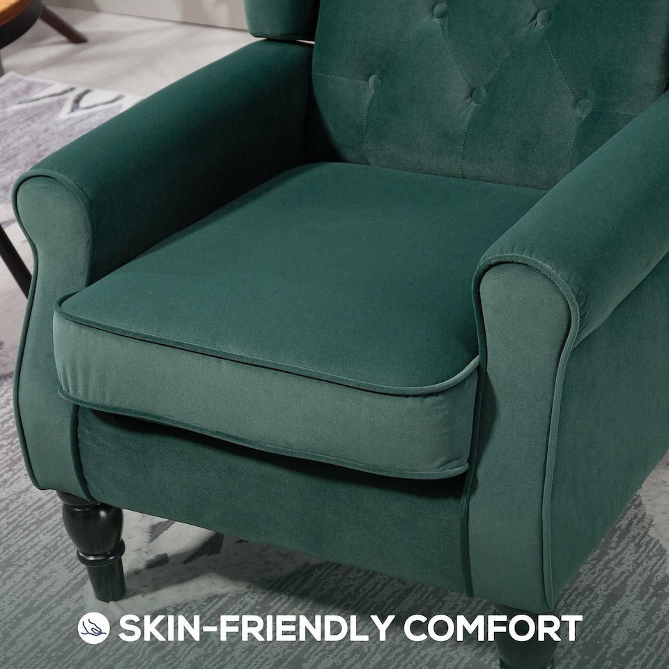 image 1 of HOMCOM Accent Armchair Home Furniture Retro Tufted Club Fabric Green