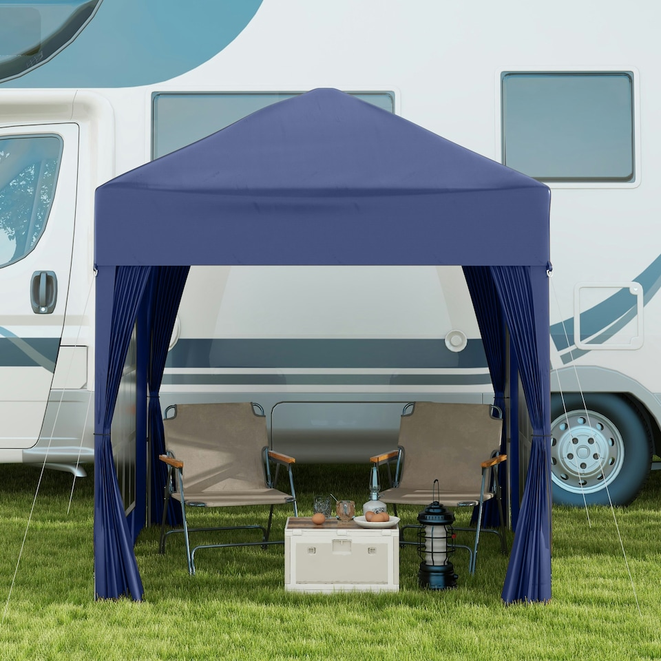 image 1 of Outsunny 2mx2m Pop Up Gazebo Party Tent Canopy Marquee with Storage Bag Blue