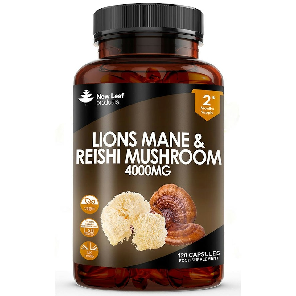 image 1 of Lions Mane and Reishi Mushroom Capsules - Mood & Anxiety Support - Vegan 120 Capsules