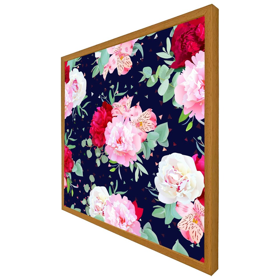 image 1 of Roses on navy (Picture Frame) Brown | L