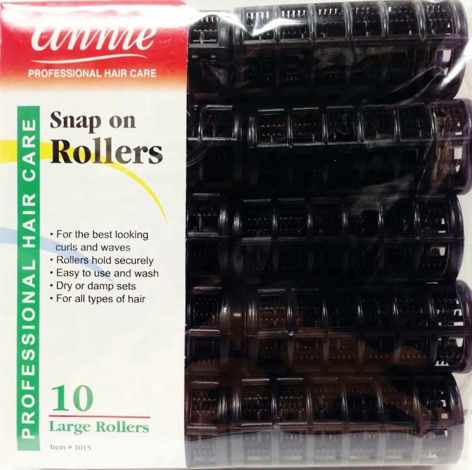 image 1 of Annie Snap-On Rollers Size Large 10 Count Black 1013 10 Large Rollers / Black