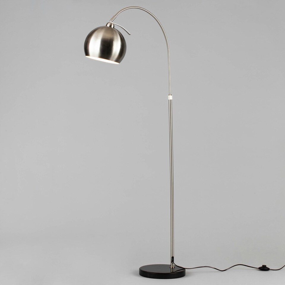 image 1 of BHS Benson Curved Floor Lamp | Silver | Silver | 1