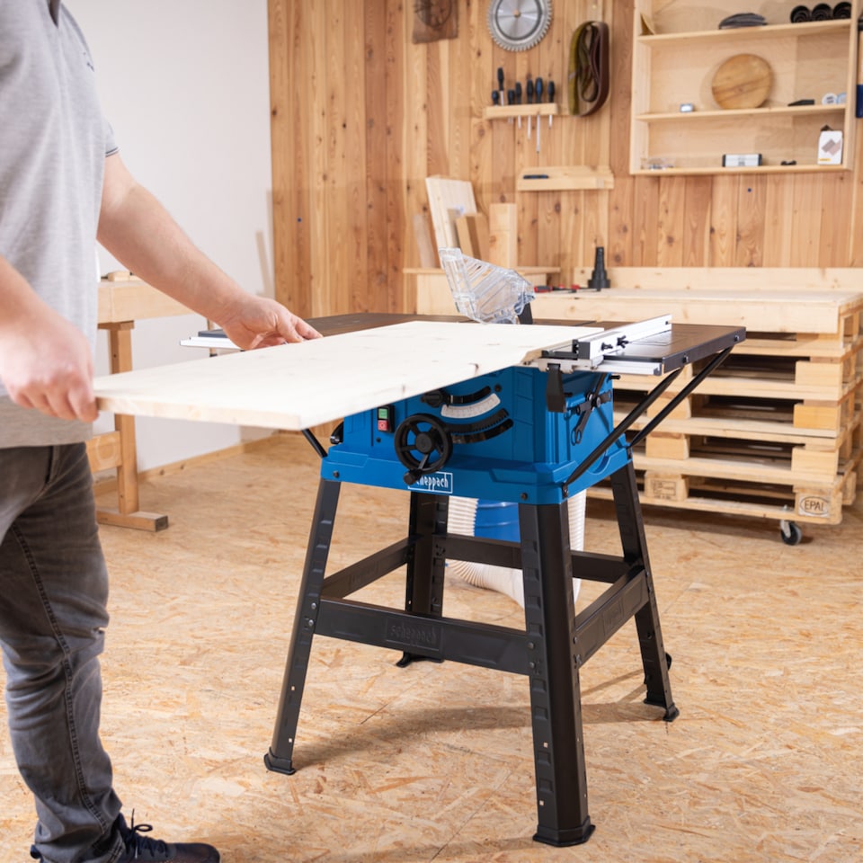 image 1 of Scheppach HS254 Table Saw, 2200W, 254mm Blade, 85mm Cutting Height, 45 Degree Tilt, Large Table & Base