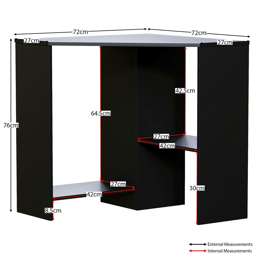 image 1 of Vida Designs Hetton Corner Computer Desk 2 Shelf Home Office Workstation, Black