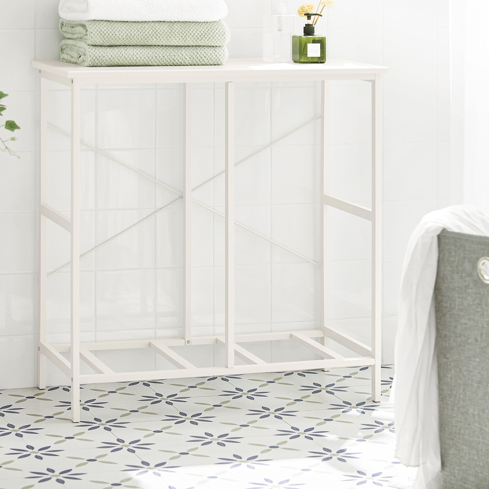image 1 of SoBuy Bathroom Storage Cabinet with 2 Foldable Laundry Baskets, White, 30.3x15.0x31.5 inches, 8.7 kg - BZR57-W