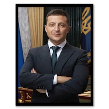 Ukraine President Volodymyr Zelensky Official Portrait Framed Wall Art Print A4