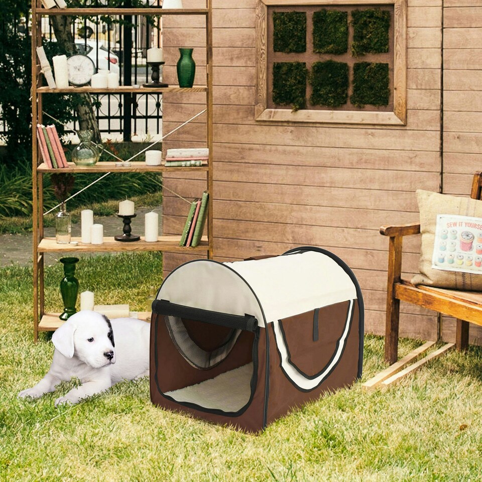 image 1 of PawHut Folding Fabric Soft Pet Crate Dog Cat Travel Carrier Cage