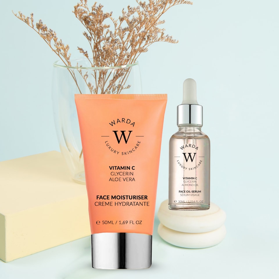 image 1 of Warda Luxury Skincare Skin Glow Boost Vitamin C Moisturiser 50ml + Vitamin C Glow Boost Oil-Serum 30ml