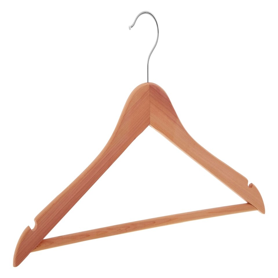 image 1 of Interiors by Premier Cedar Wood Clothes Hanger, Natural Anti-Moth Hanger With Shoulder Notches And Chrome Hook
