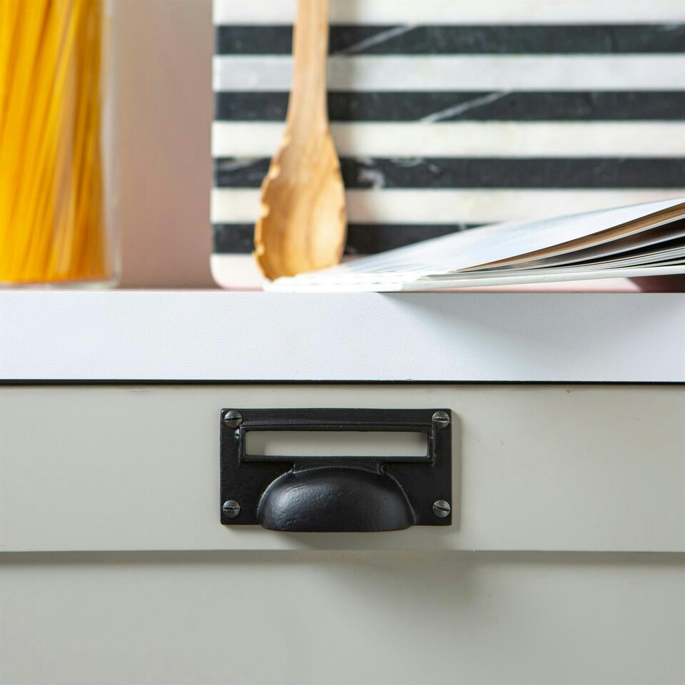 image 1 of Hammer & Tongs Filing Cabinet Drawer Pull with Card Frame - W100mm x H50mm - Black Black