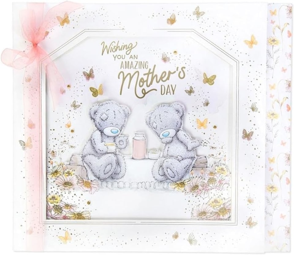 image 1 of Bears Having Picnic Luxury Handmade Mother's Day Card With Keepsake Box