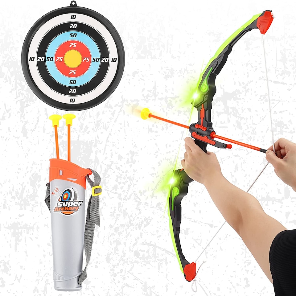 image 1 of LED Light-Up Archery Set for Kids – Indoor & Outdoor Bow and Arrow Toy with Suction Arrows Archery Training Toy for Boys & Girls