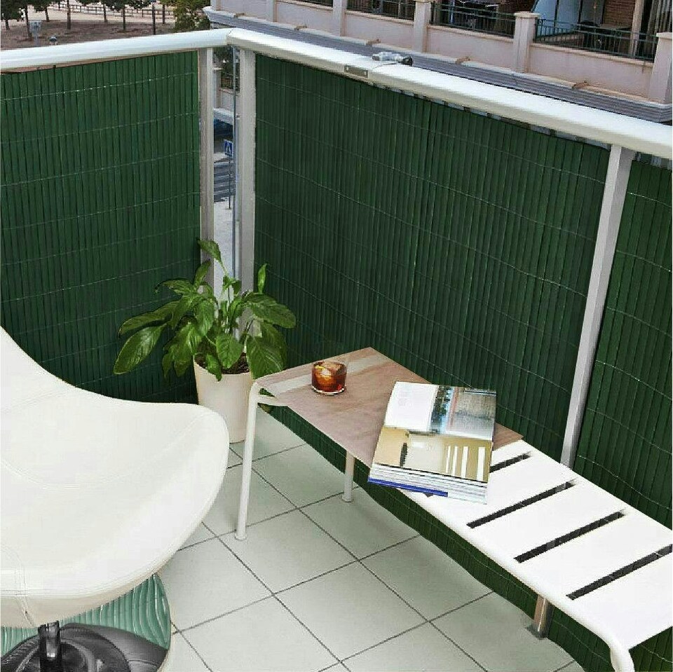 image 1 of True Products Artificial Bamboo 20mm PVC Slat Screening Fencing Roll Double Sided 1.5m x 4m Dark Green | Green | 1