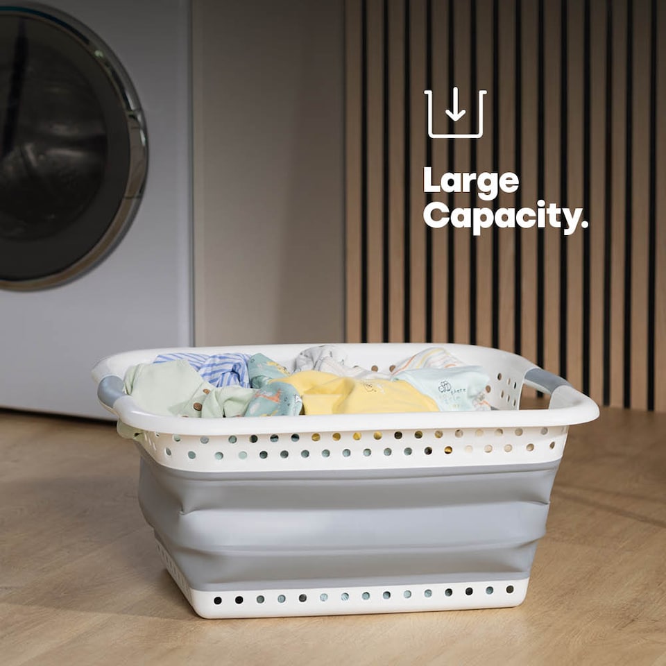 image 1 of Foldaway Laundry Basket Grey