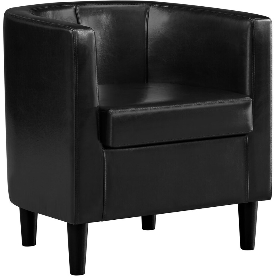 image 1 of Yaheetech Faux Leather and Barrel-shaped Accent Chair | Black
