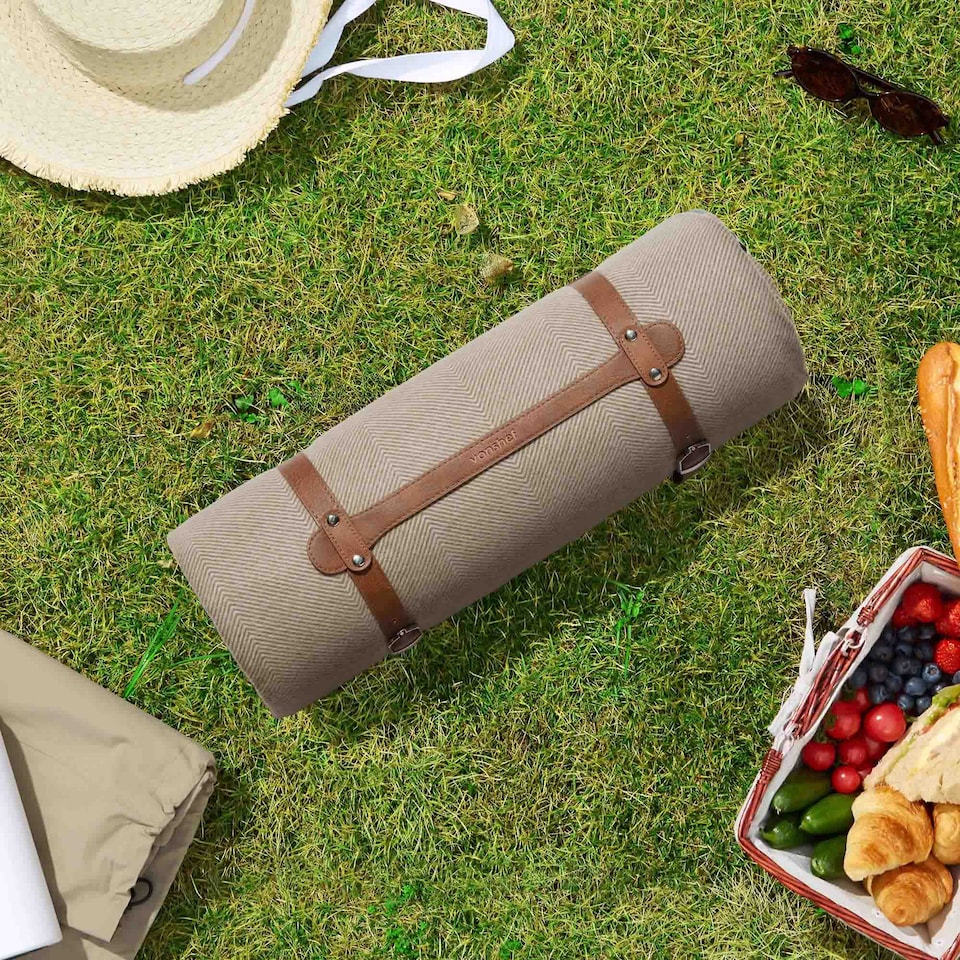 image 1 of Vonshef Picnic Blanket - Herringbone Outdoor Rug - 200x220cm