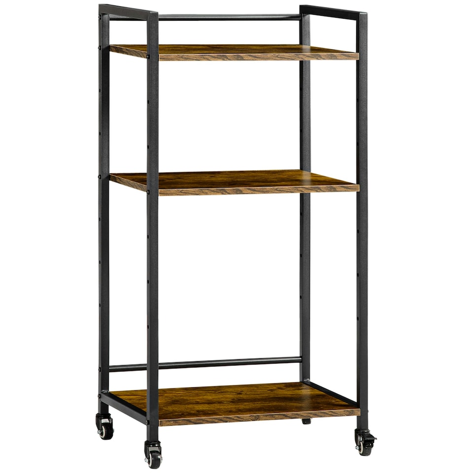 image 1 of HOMCOM 3-Tier Printer Stand, Utility Cart, Rolling Trolley Adjustable Shelves