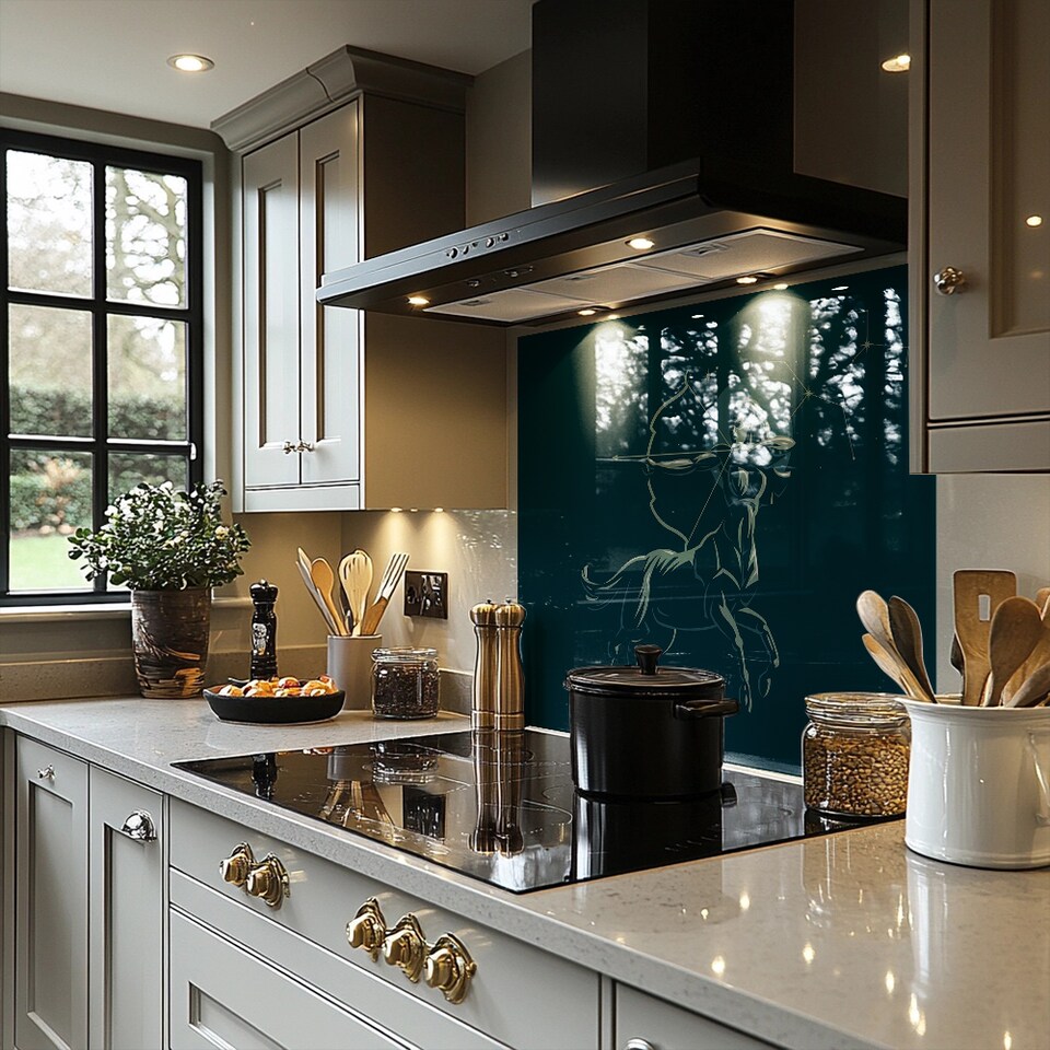 image 1 of Zodiac Sagittarius Dining Splash Back | White
