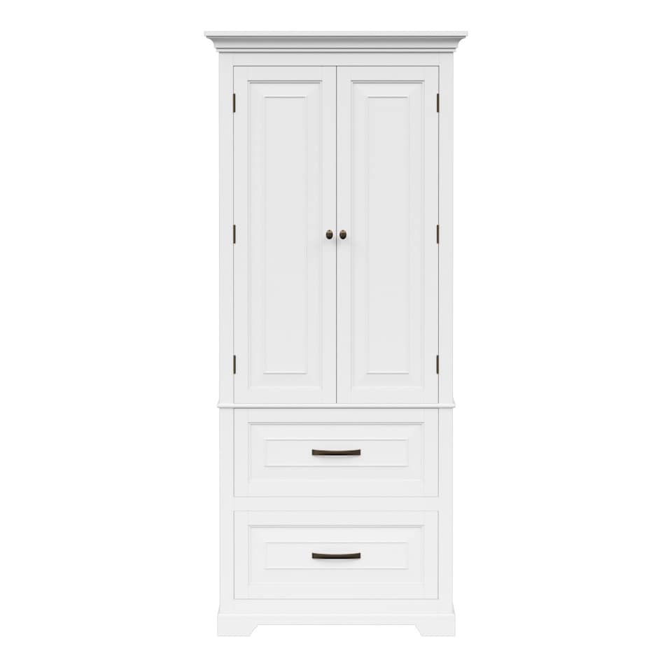 image 1 of Teamson Home Tall Linen Tower Cabinet with 2 Doors, 2 Drawers & Shelves