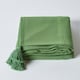 image 2 of Homescapes Cotton Rajput Ribbed Dark Olive Throw - 225 x 255 cm | Green