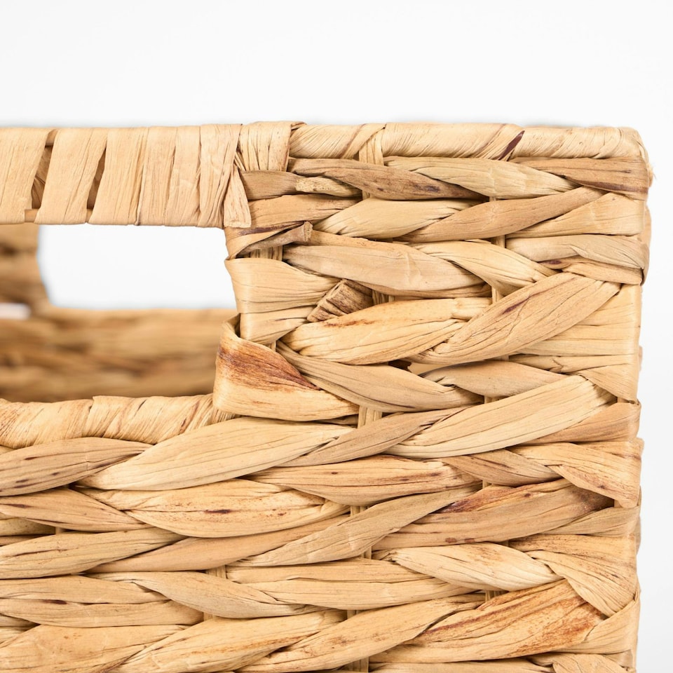 image 1 of OHS Foldable Paper Rope Woven Wicker Storage Organiser Box Cube, 27x27cm - Natural