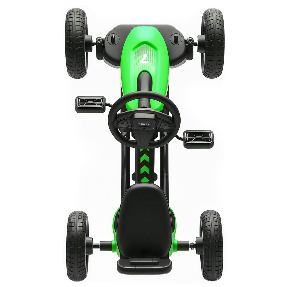 image 1 of AIYAPLAY Pedal Go-Kart for Kids with Silent EVA Wheels, Metal Frame, Green