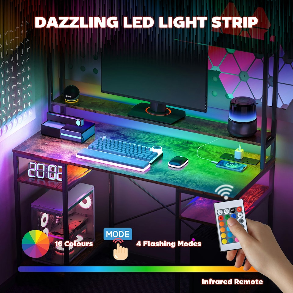 image 1 of HOMCOM Computer Desk Home Office Desk with Monitor Stand | Black | 120W x 50D x 146Hcm