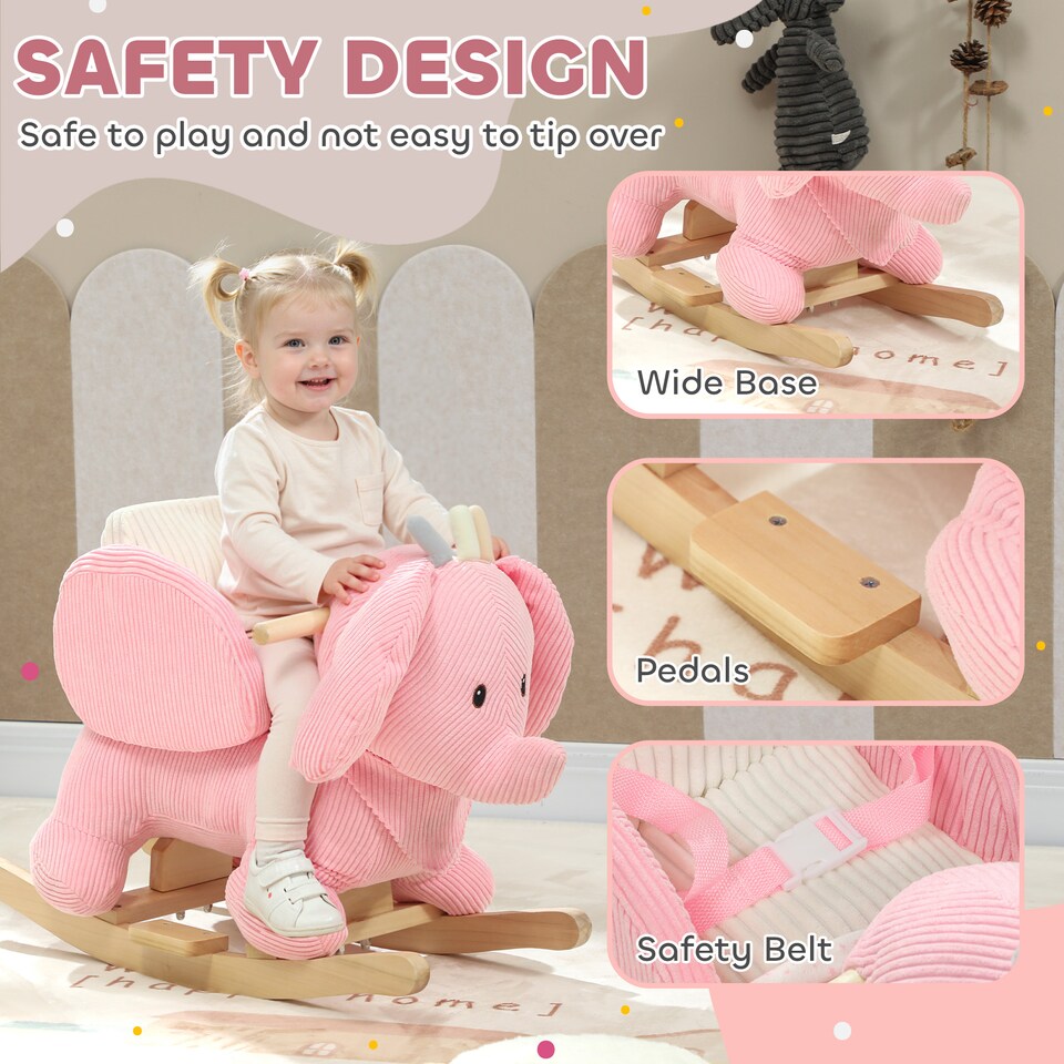 image 1 of AIYAPLAY Kids Rocking Horse, Baby Ride on Rocker with Safety Belt, Pink