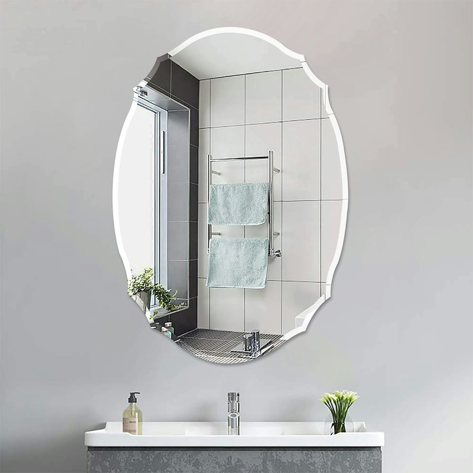 image 1 of Living and Home Wall Mounted Mirror with Beveled Edge - 40cm x 60cm