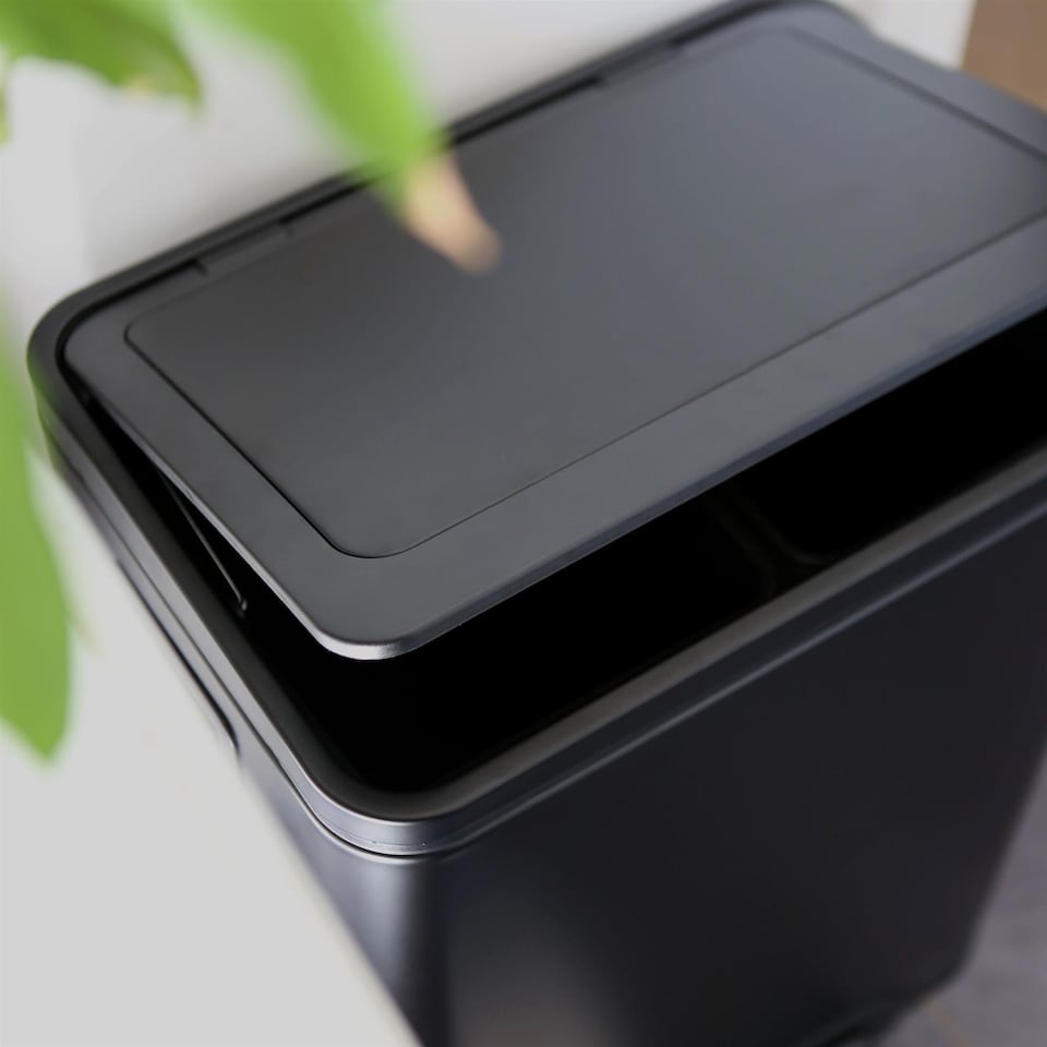 image 1 of Harbour Housewares Stainless Steel Double Kitchen Pedal Bin - 30L (2 x 15L) - Matt Black | Black | Matt Black
