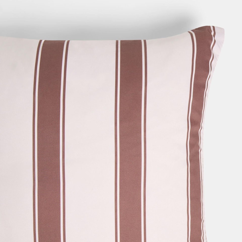 image 1 of OHS 2 x Stripe Garden Cushion Covers Outdoor Water Resistant | Multi | Chocolate/Cream