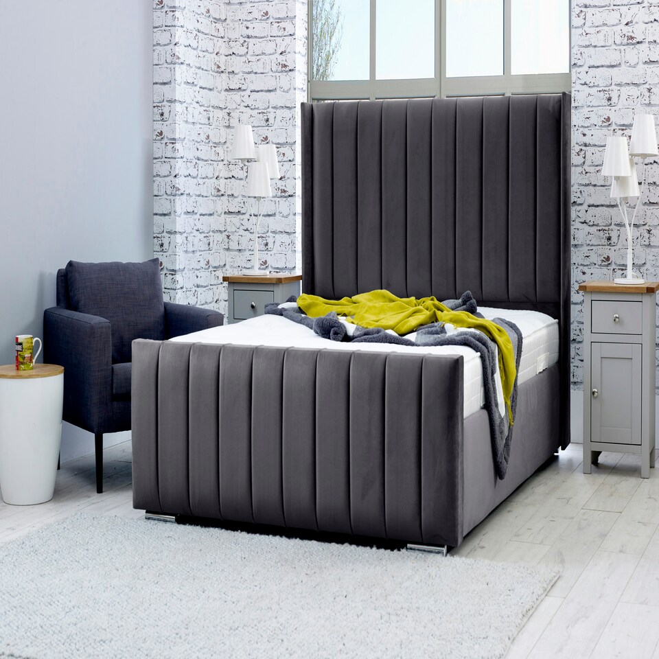 image 1 of Caira Plush Superking Bed Frame - Steel