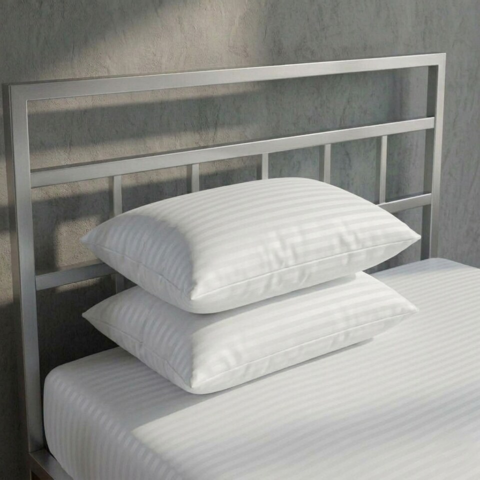 image 1 of Luxury 250TC Housewife Satin Stripe Pillowcase Pair Soft Touch | White | Standard