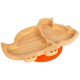 image 1 of Tiny Dining Bamboo Suction Plate - Dinosaur/Orange - Divided Non-Slip Bamboo Self-Feeding Baby Weaning Plate | Orange | Orange
