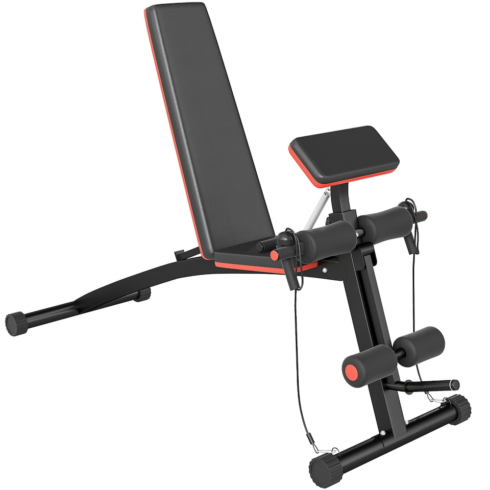 image 1 of HOMCOM Foldable Dumbbell Bench Weight Training, 7 Incline Adjustable, Red
