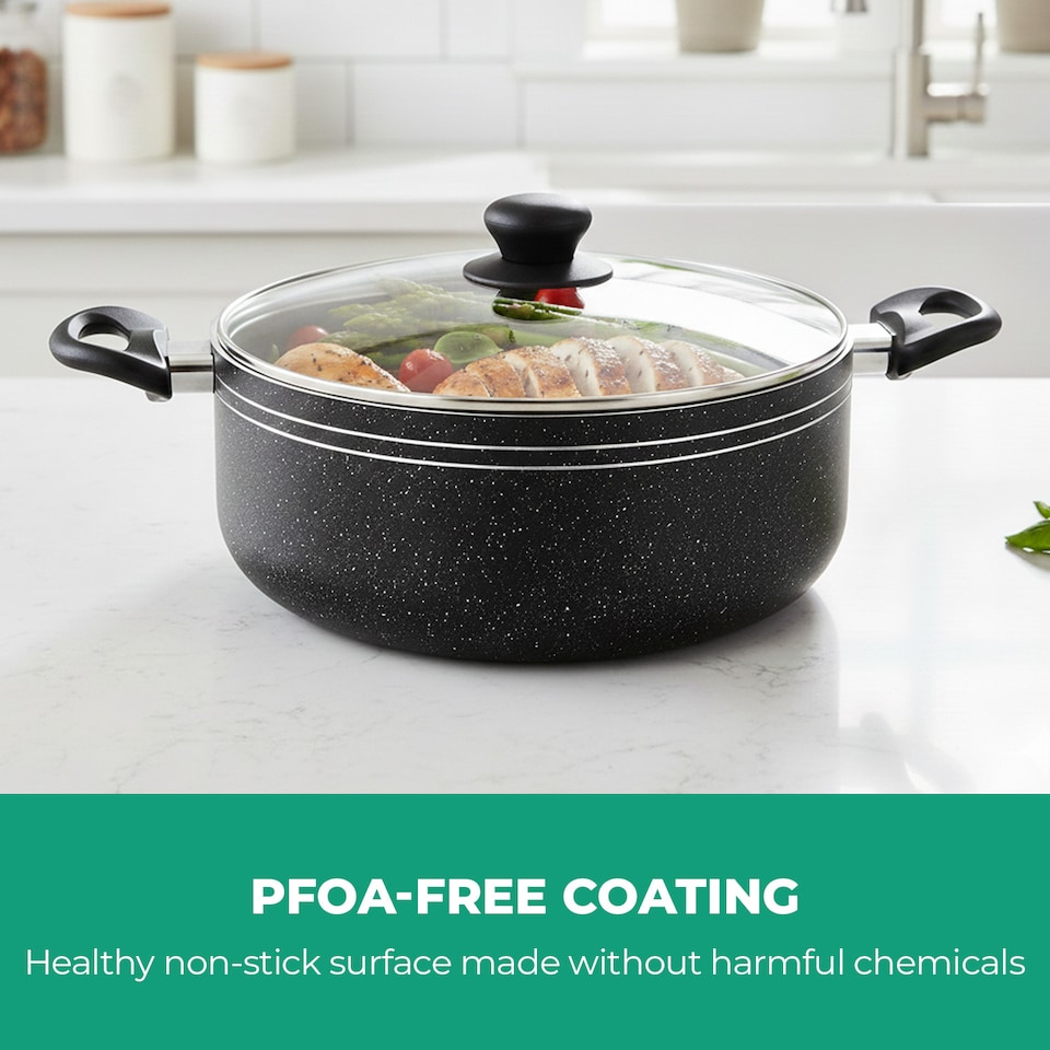 image 1 of ROYALFORD 26cm Casserole Dish Non Stick Aluminium Black