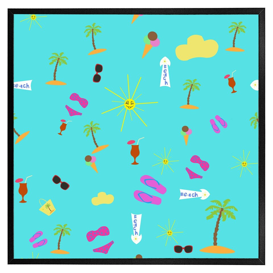 image 1 of Beach cartoons (Picture Frame) Grey | XS