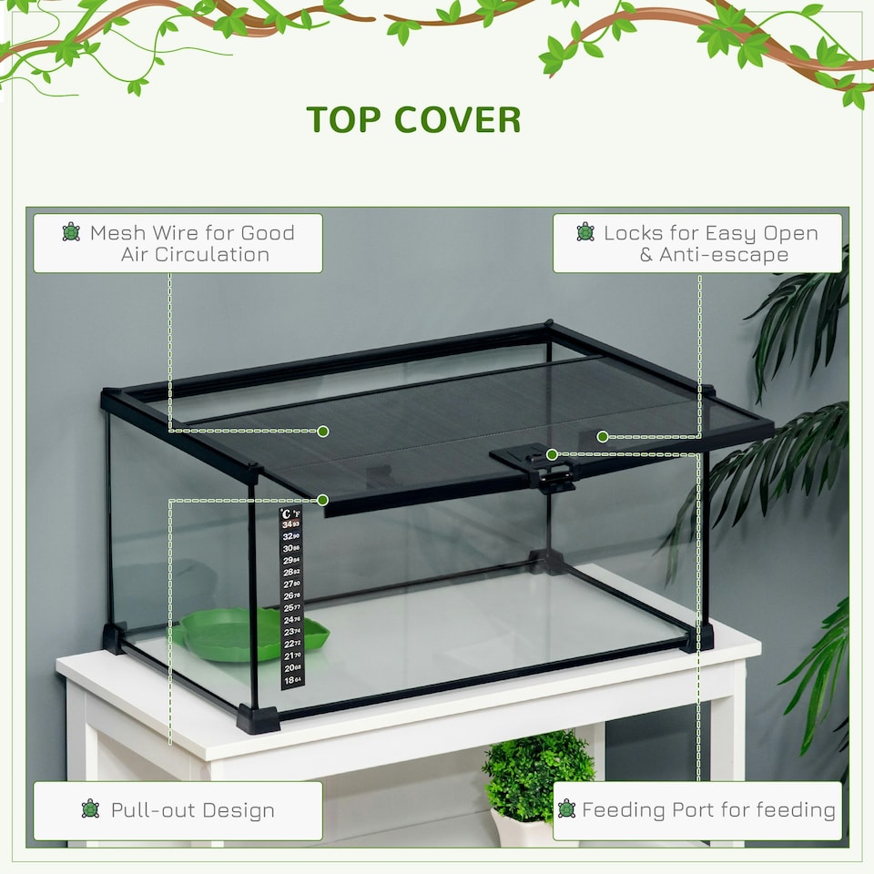 image 1 of PawHut Glass Reptile Terrarium Habitats for Lizards, Frogs, Snake 50 x 30 x 25cm